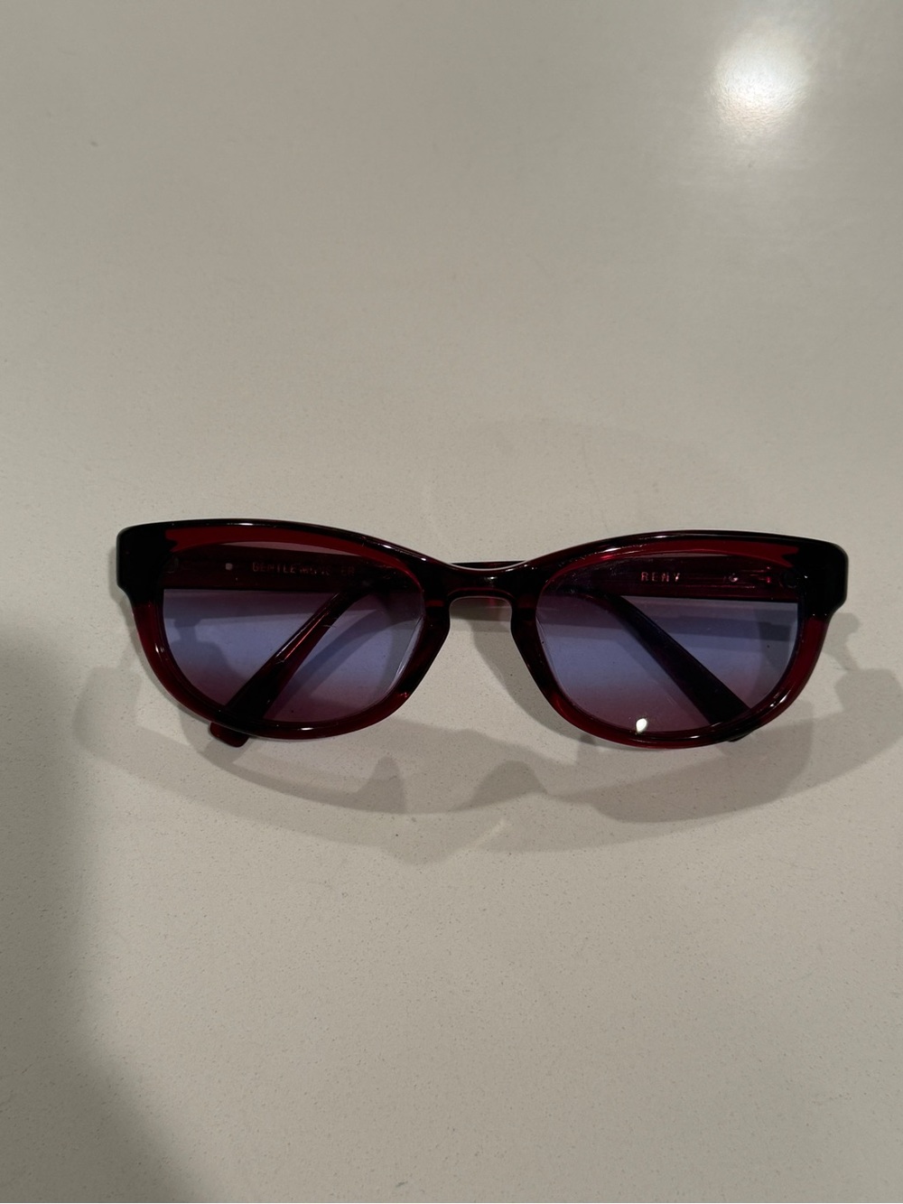 GENTLE MONSTER Burgundy Cat-Eye Sunglasses with Blue Tint